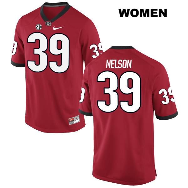 Georgia Bulldogs Women's Hugh Nelson #39 NCAA Authentic Red Nike Stitched College Football Jersey TGY2756OV